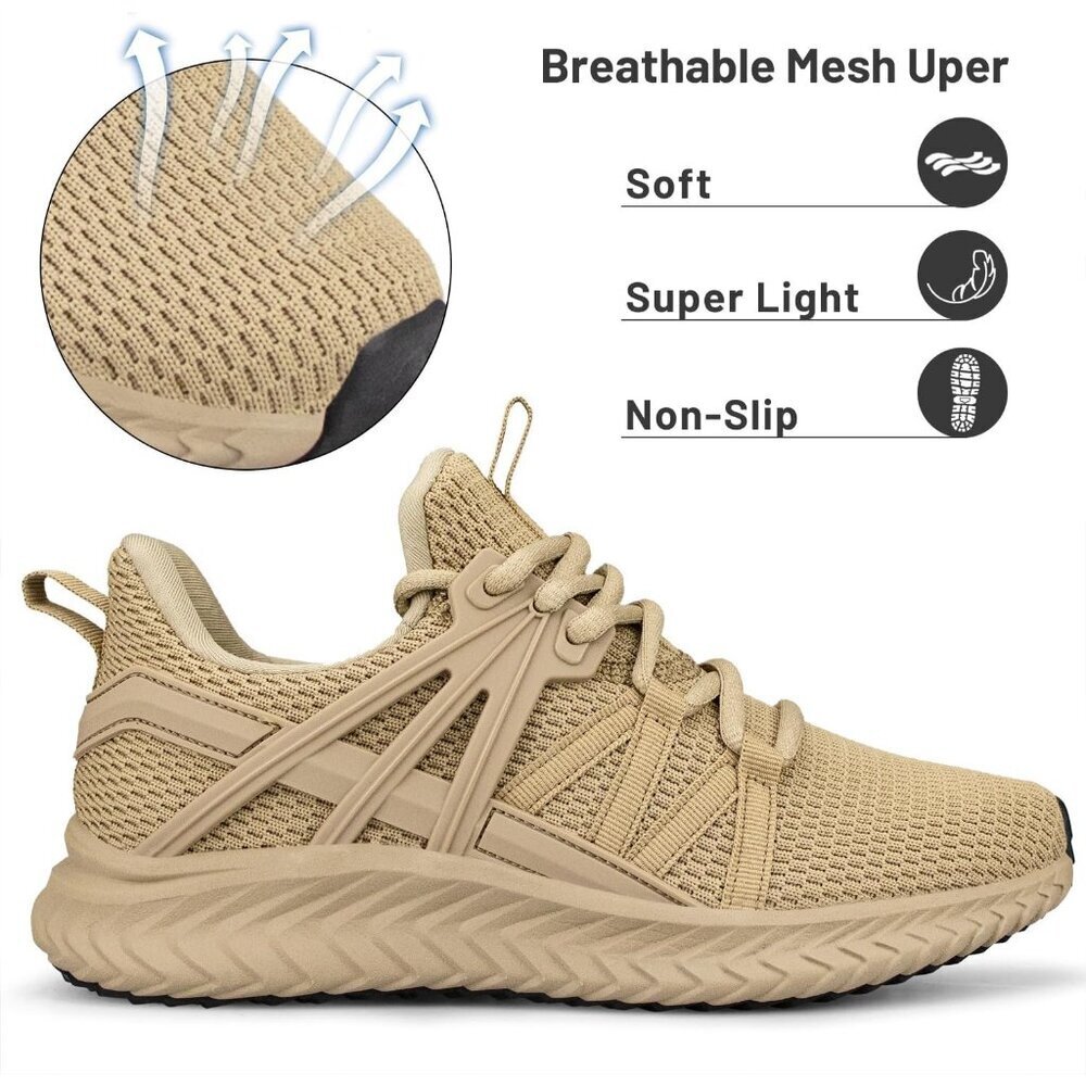 Women's Khaki Imported Mesh Slip On Walking Lightweight Casual Sneakers - Picture 2 of 5